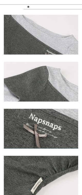 [TAKEANAP] patchwork long-sleeved tee