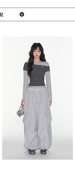 [TAKEANAP] patchwork long-sleeved tee