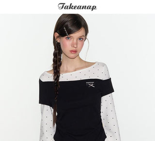 [TAKEANAP] patchwork long-sleeved tee