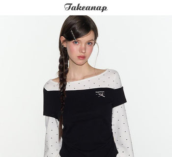 [TAKEANAP] patchwork long-sleeved tee