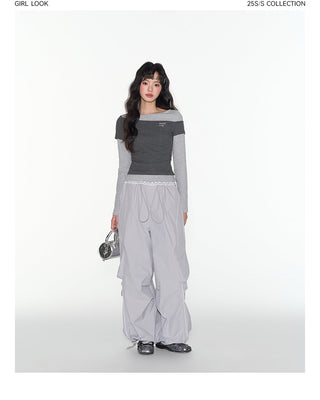 [TAKEANAP] patchwork long-sleeved tee