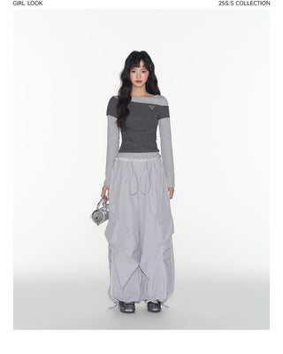 [TAKEANAP] patchwork long-sleeved tee