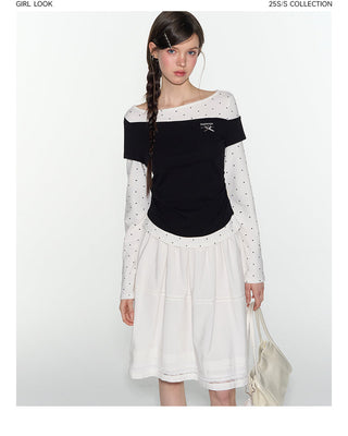 [TAKEANAP] patchwork long-sleeved tee