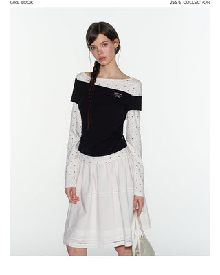 [TAKEANAP] patchwork long-sleeved tee