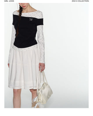 [TAKEANAP] patchwork long-sleeved tee