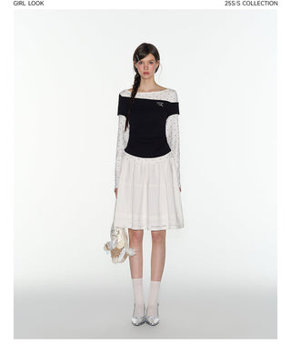 [TAKEANAP] patchwork long-sleeved tee