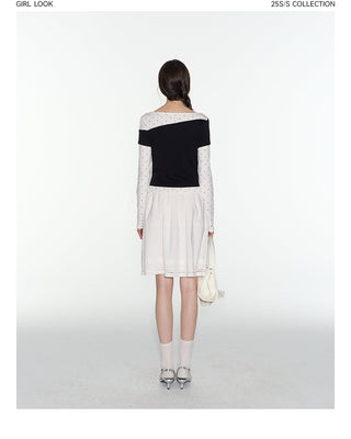 [TAKEANAP] patchwork long-sleeved tee
