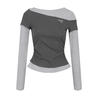[TAKEANAP] patchwork long-sleeved tee