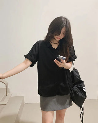(7 colors) Double-stitched washed shirt