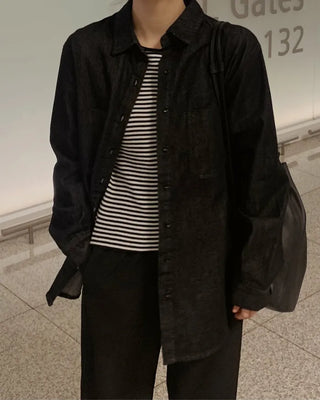 Black denim jacket shirt