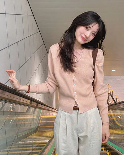 (9 colors) Washable fluffy knit cardigan