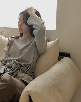 (Short-sleeved/Long-sleeved) Clean Cotton Daily Plain T-Shirt