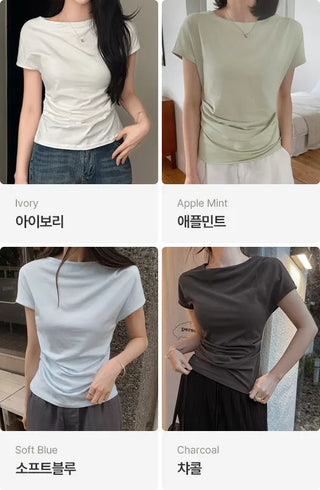 Wrap Drape Pintuck T-Shirt