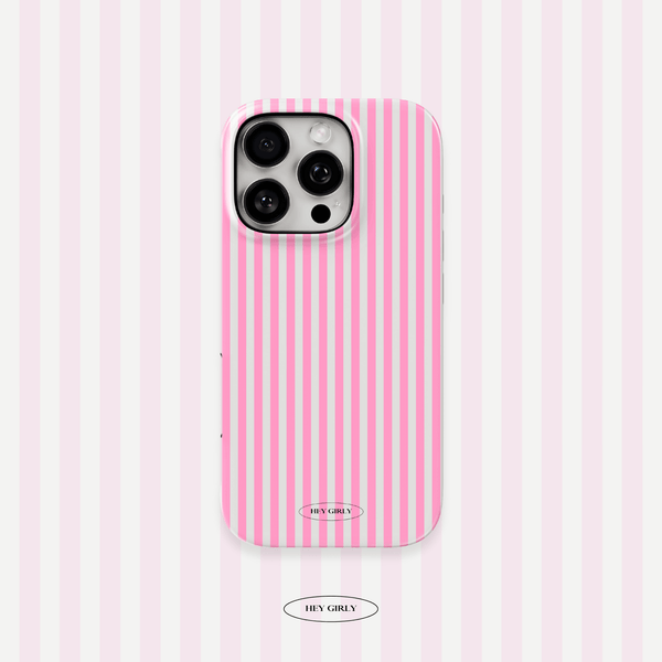 Preppy Pink Striped iPhone Case