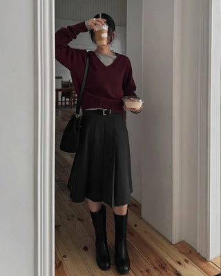 Pleated midi skirt