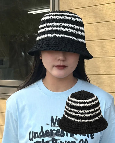 Bordered perforated bucket hat