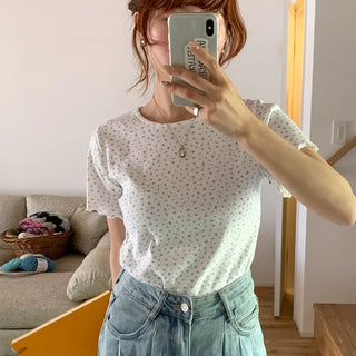 Flower short-sleeved T-shirt