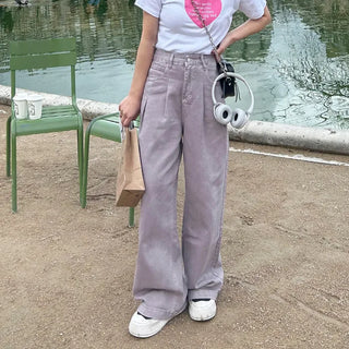 Pleated wide chino pants