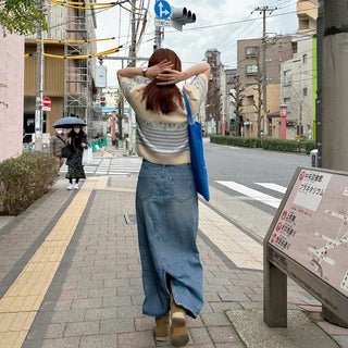 Denim long skirt
