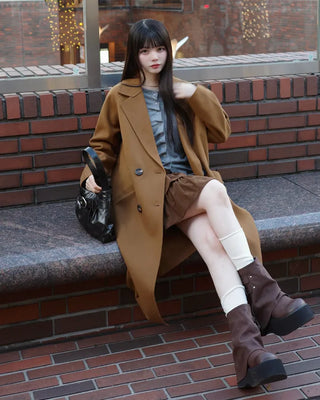 Double-breasted long coat