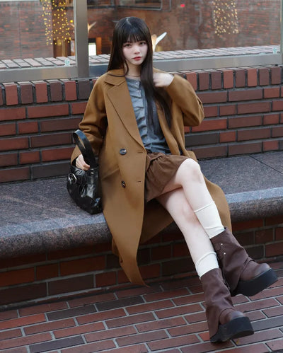 Double-breasted long coat