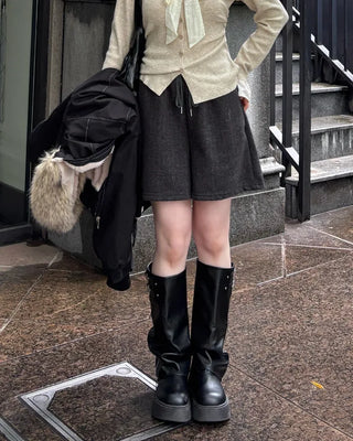 String knit shorts