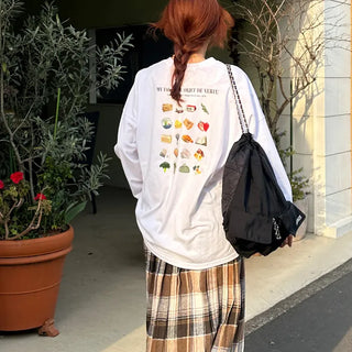 Vegetable print long-sleeved T-shirt