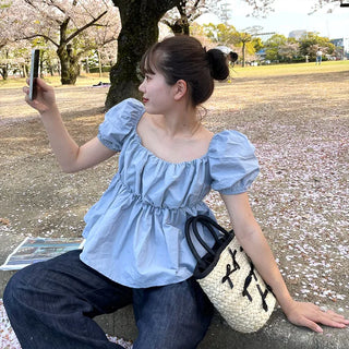 2-way short-sleeved blouse