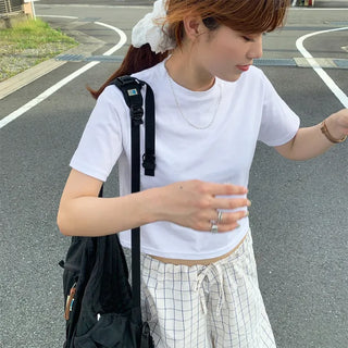 Basic cropped short-sleeved T-shirt
