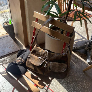 Double pocket leather bag