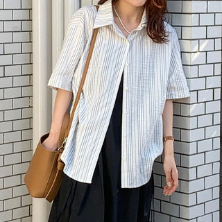 Summer striped short-sleeved shirt