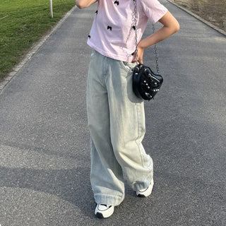 Washed denim pants