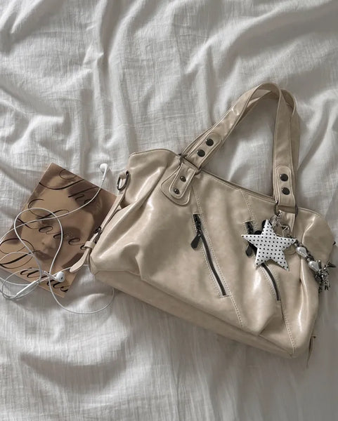 Zip Detail Motor Boston Bag