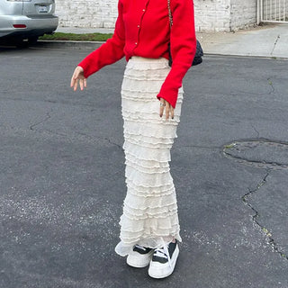 Frilled long skirt