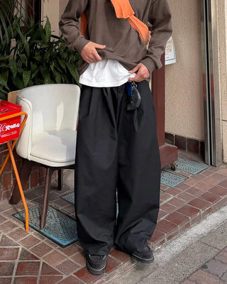 D-ring two-pleat wide-leg pants