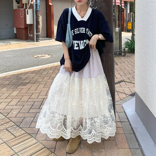 Half-lace long skirt