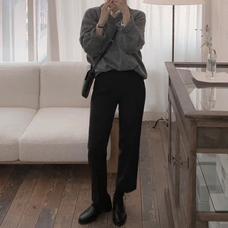 Slim straight spandex slacks