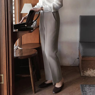 Slim straight spandex slacks