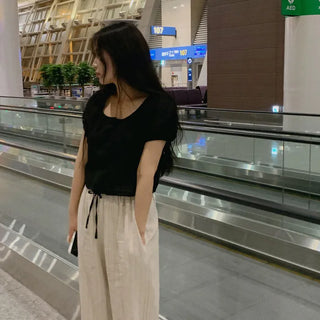String short-sleeved blouse