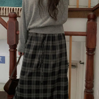 Layered check skirt