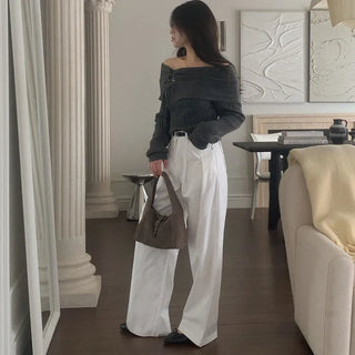 Corset off-shoulder knit
