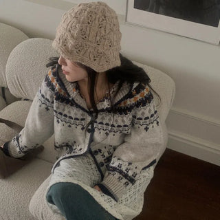 Nordic hooded knit cardigan