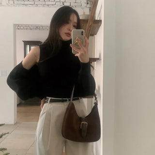 [SET] Turtleneck Knit Sleeveless Top & Knit Bolero Set