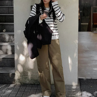 Autumn double-stitched jogger pants