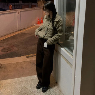 [Peach Brushed] Wide Cotton Pants