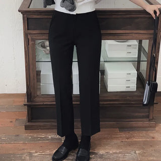 Slim straight spandex slacks