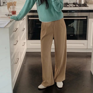 Long straight wide slacks