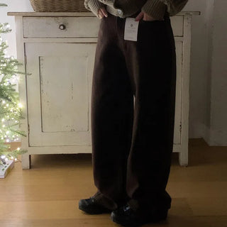 [Peach Brushed] Wide Cotton Pants