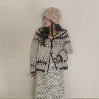 Nordic hooded knit cardigan