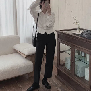 Slim straight spandex slacks